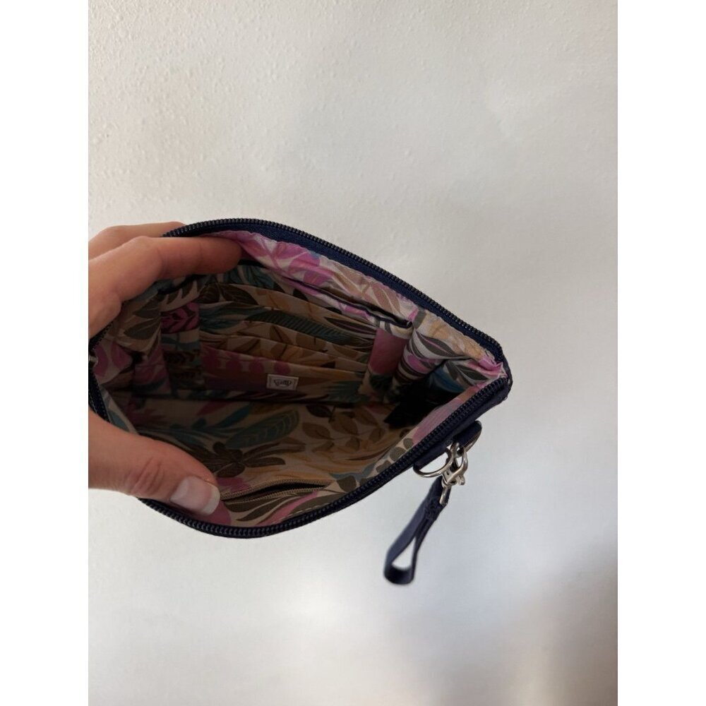 Travelon Anti-theft Classic Navy Blue Wallet Wristlet Bag Pouch Cosmetic Travel - Picture 4 of 4